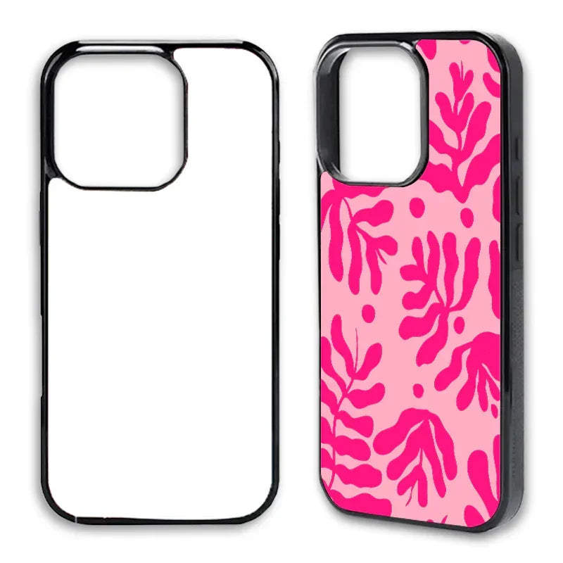 Blank iPhone sublimation case before and after printing